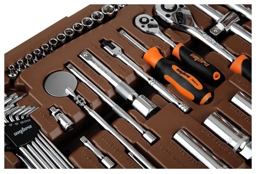 Универсальный набор инструмента 1/4", 3/8" и 1/2"DR Ombra OMT141S, 141 штука - фото